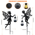 2 Pack Solar Fairy Garden Statues Outdoor Decor, Mother's Day Gift Ideas for Gardening Mom Grandma Birthday, Metal Fairy Figurine Light Stake Housewarming Ornament for Patio Lawn Yard Pathway