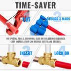 SUNGATOR 1-Inch Push Fit PEX Tee, No Lead Brass Plumbing Pipe Connector T Fittings with Disconnect Clip, Push-to-Connect, Copper, CPVC (2-Pack)