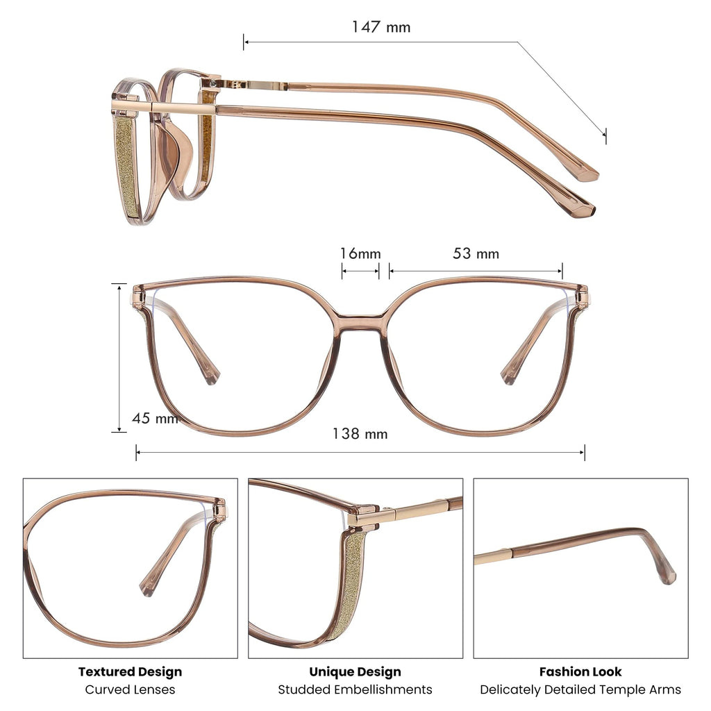 GUDVUE Blue Light Glasses For Woman, Computer Reading/Gaming/Phones Glasses, Anti Glare/UV400/Eye Strain, Cat Eye, Champagne