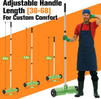 Thatch Rake for Lawn, 15-Inch Dethatcher Rake with Rolls Adjustable 0-15°