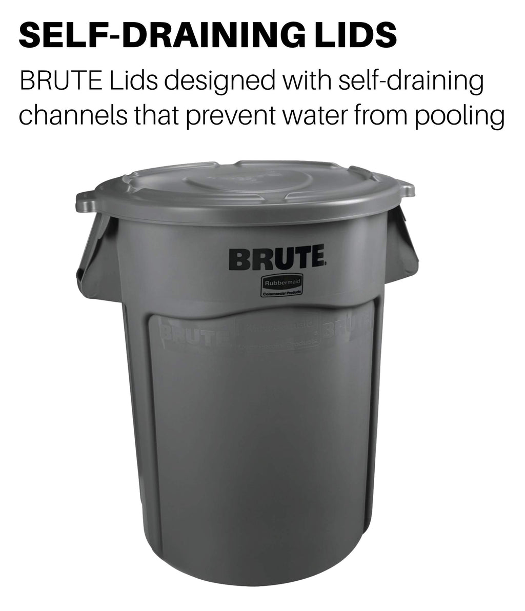 Rubbermaid Commercial Products BRUTE Heavy-Duty Round Trash/Garbage Lid, 55-Gallon, Gray, Compatible with Rubbermaid BRUTE 55-Gallon Can