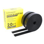 Hook and Loop Tape 20Ft x 1Inch Heavy Duty Double-Sided Adhesive Strips, Strong Sticky Back Fastener Roll, Cuttable Interlocking Tape Fasteners for Home, Office, Car, School & DIY Crafts Black