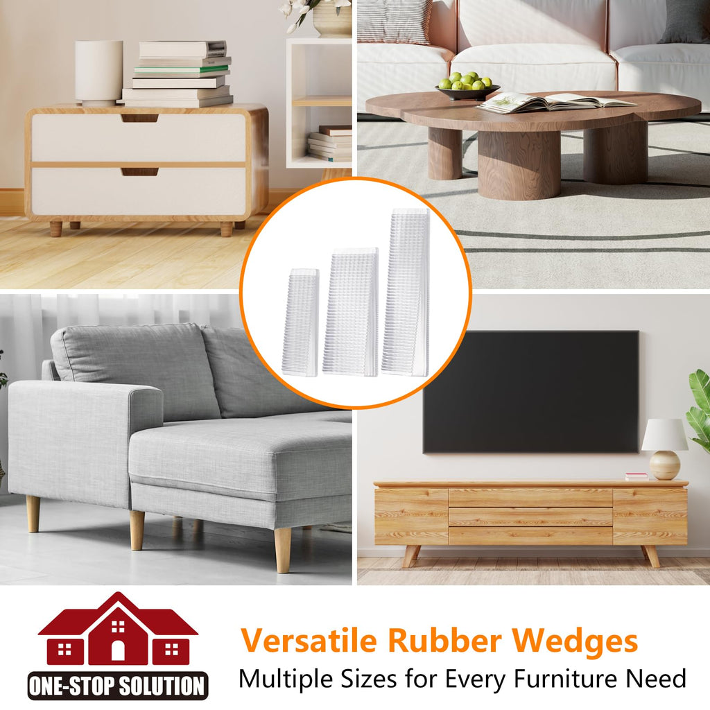 Flexible Plastic Shims 24pcs Kit Size Variety | Clear Leveling Kit for Home Improvement | Furniture Leg Stabilizers | Table & Toilet Shims - Trim-to-Fit Wedges | Stackable Design | Furniture Levelers