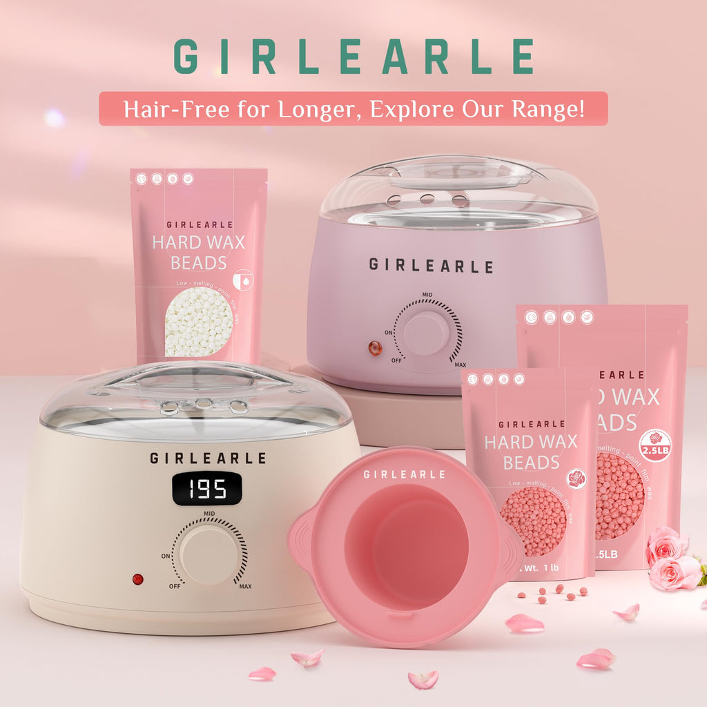 GIRLEARLE 1LB Wax Beads for Hair Removal Sensitive Skin with Rose Formula