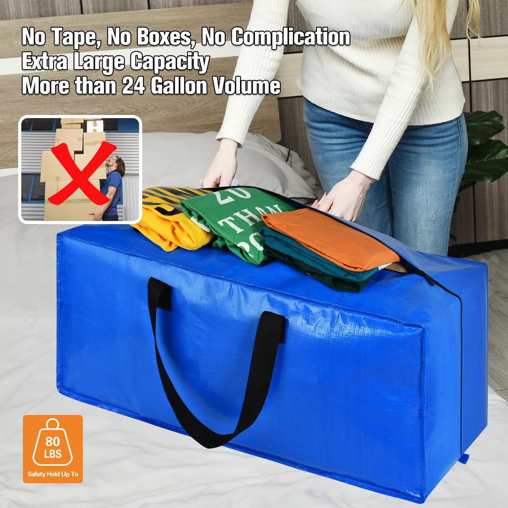 Heavy Duty Extra Large Storage Bags, XL Moving Bags for College Dorm Essentials, Moving Supplies Compatible with IKEA Frakta Cart, 4 Packs