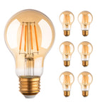 runquiz 2700K Warm Light Edison Bulbs, Vintage Warm Yellow A19 Edison Bulb, Dimmable Amber Led Soft Light Bulbs, Old Style Retro Filament Bulb, 4 Watt, 6 Pack, E26 Base