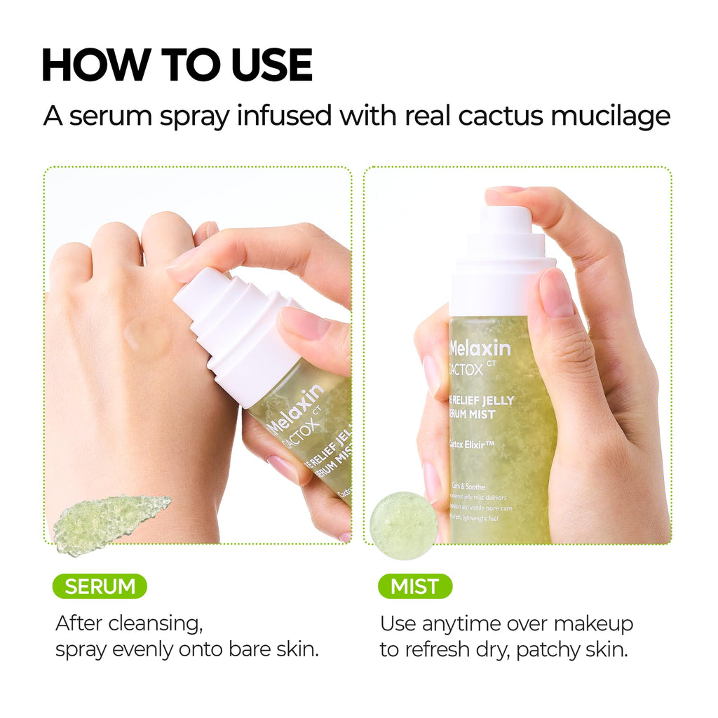 Dr.Melaxin Cactox Pore Relief Jelly Serum Mist, Instant Cooling Face Mist for Pore Tightening & De-Puffing, Hydrating Cactus Serum for Puffy Skin, 80ml (2.7 fl oz)