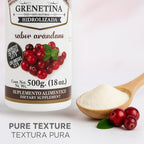 Pretty Bee Hydrolyzed Collagen Powder, Grenetina En Polvo Cranberry Flavor, Grenetina Organica, Collagen Supplement, Grenetina Hidrolizada En Polvo, 100% Natural, 18 oz