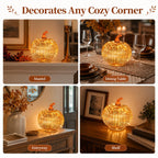Gold Mercury Glass Pumpkin Light with 2 Lighting Modes and 6-Hour Timer, 5.5 x 6 Inch Battery Operated Fall Decor for Thanksgiving and Christmas Table Centerpiece