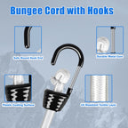 Joneaz Marine Grade Bungee Cords with Plastic Dip Coating Metal Hooks 36 inch White,4 Pack 10mm Bungee Cord Heavy Duty, UV Resistant