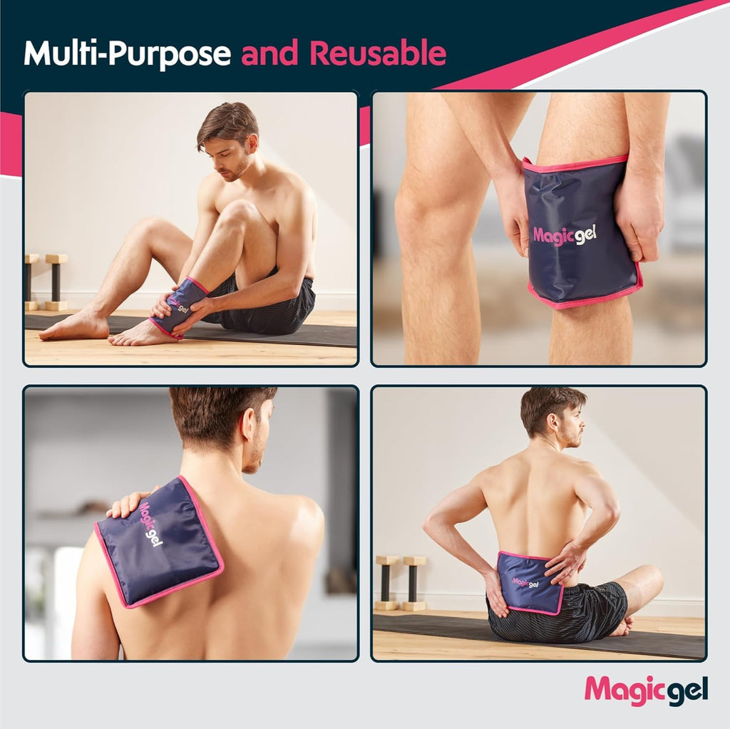 Magic Gel Premium Ice Pack (Reusable) - Gel Ice Pack for Icing Injuries, Pain Relief, Cold Compress for Reducing Swelling. Flexible [2 Pack]