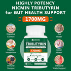 NICMIN Tributyrin Supplement - Premium Butyrate Gut Health Supplement for Leaky Gut 60 Capsules