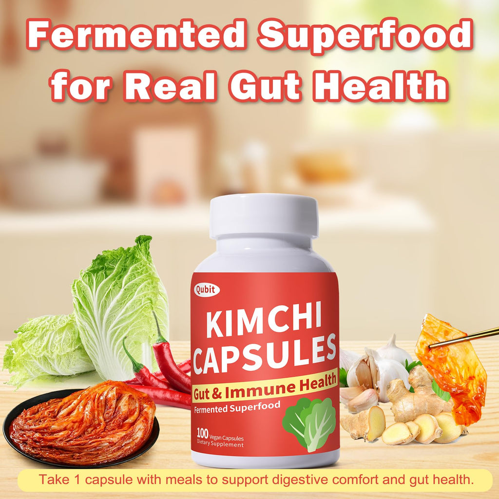 Jkrova Kimchi Capsules, Kimchi Supplement, Probiotics & Enzymes Supports Gut & Digestive Health, Taste Well, One Fermented Superfood for Antioxidant Support, 90 Vegan Capsules, Pills