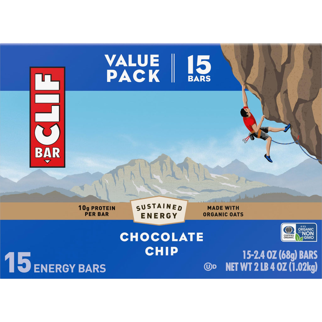 CLIF BAR Protein Energy Bars, Chocolate Chip, 15ct