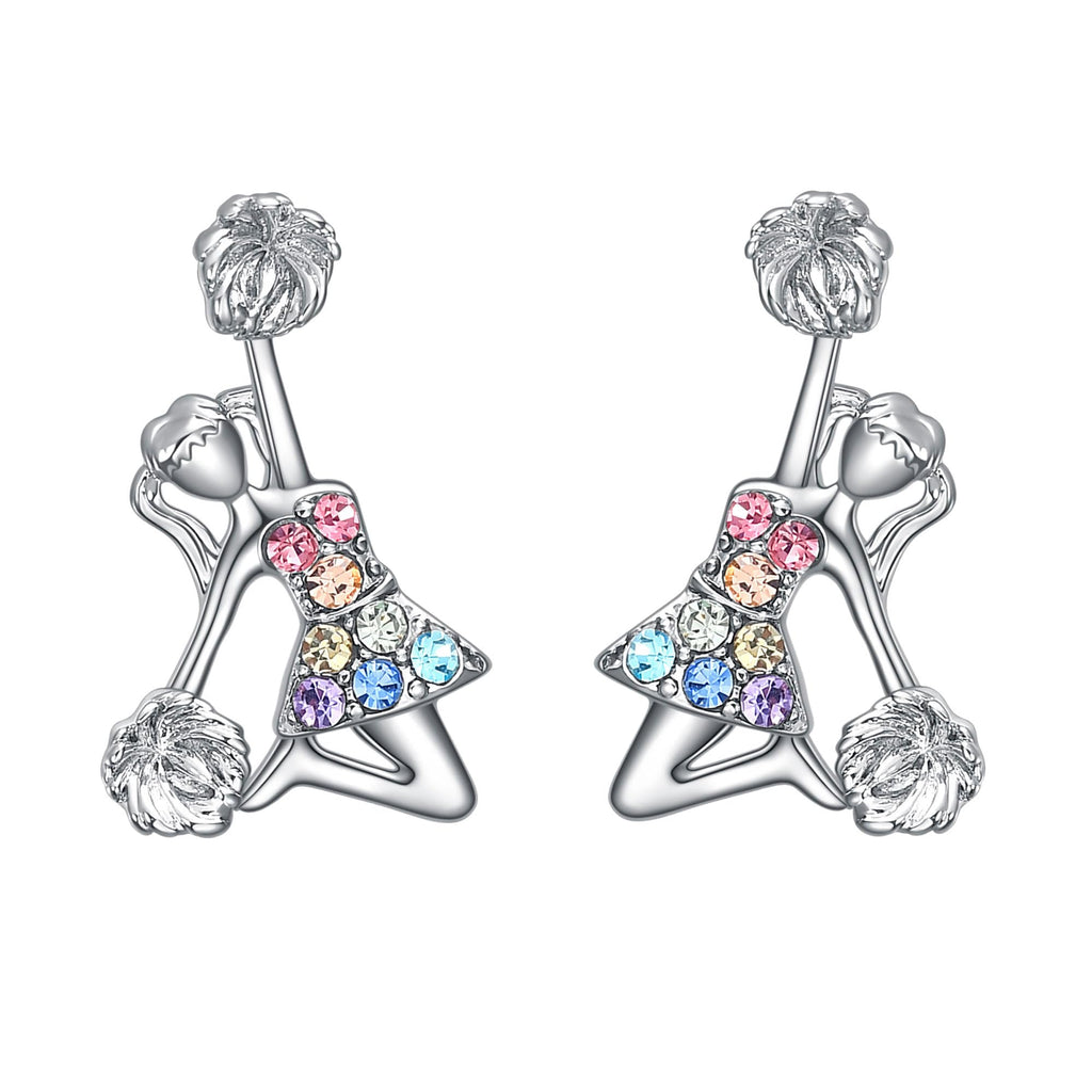 Girls's Cheerleader Earrings Stud Gifts,Sport Cheerleader Jewelry Cheer Accessories Birthday Gifts for Cheerleading Lovers