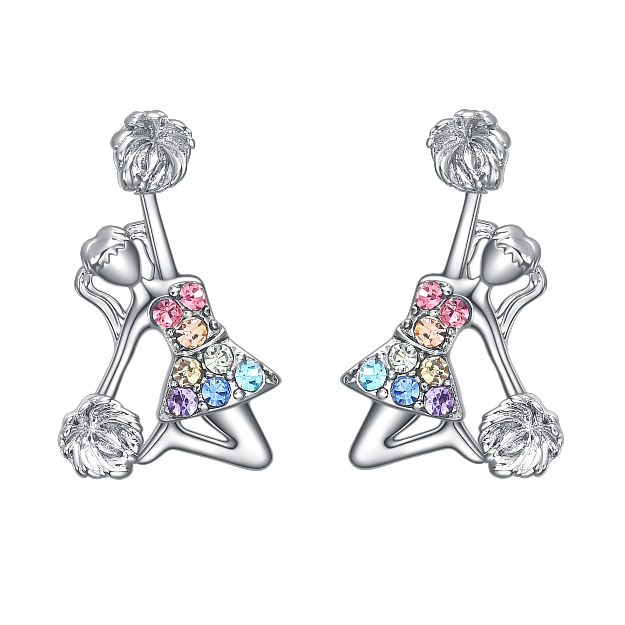 Girls's Cheerleader Earrings Stud Gifts,Sport Cheerleader Jewelry Cheer Accessories Birthday Gifts for Cheerleading Lovers