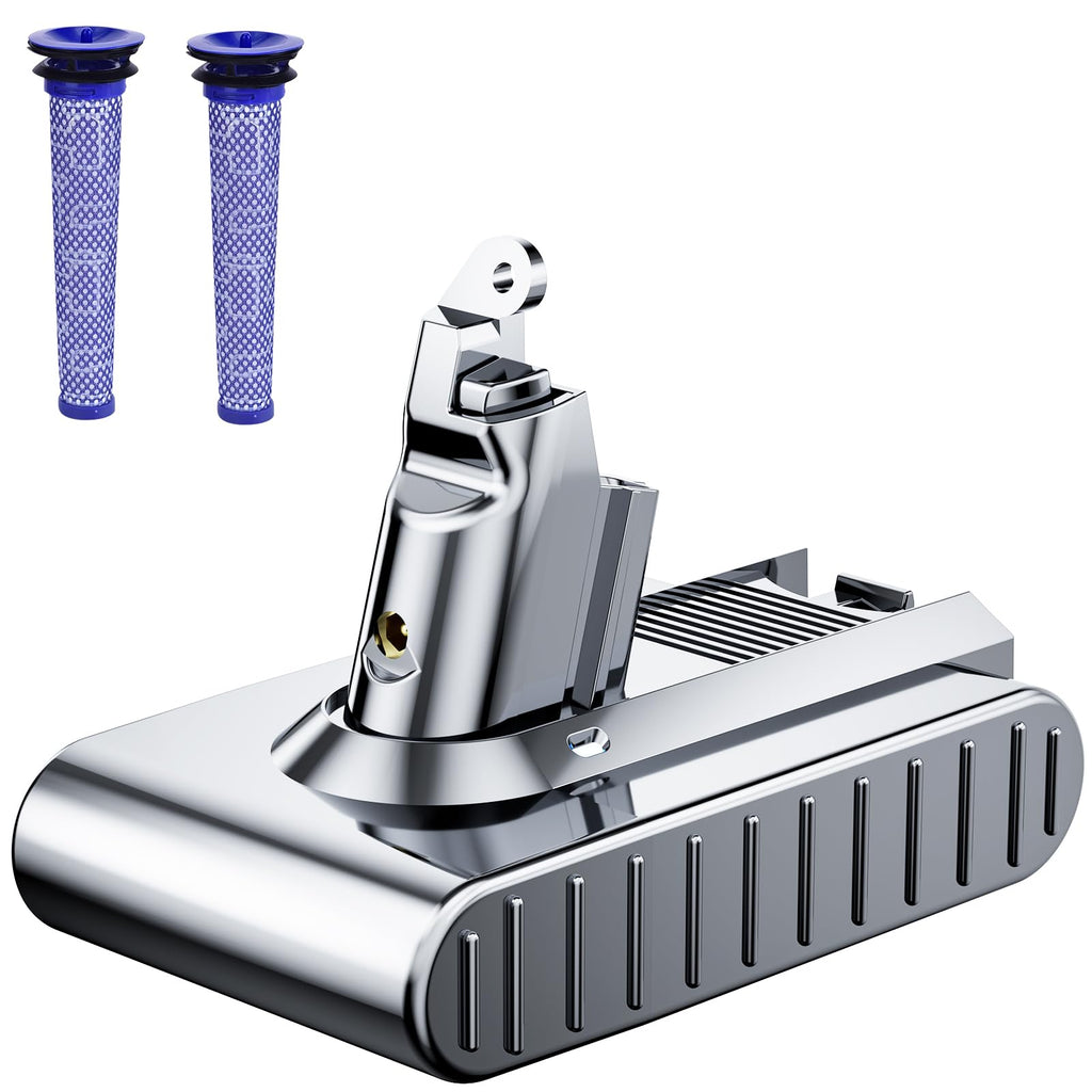 8000mAh Replacement for dyson V6 Battery 21.6V Lithium VTC4 SV03 SV04 SV05 SV06 SV07 SV09 DC58 DC59 DC61 DC62 DC72 DC74 Absolute Animal Motorhead Slim Vacuum with 2 Filters (V6)