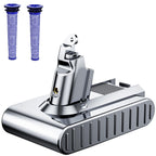 8000mAh Replacement for dyson V6 Battery 21.6V Lithium VTC4 SV03 SV04 SV05 SV06 SV07 SV09 DC58 DC59 DC61 DC62 DC72 DC74 Absolute Animal Motorhead Slim Vacuum with 2 Filters (V6)