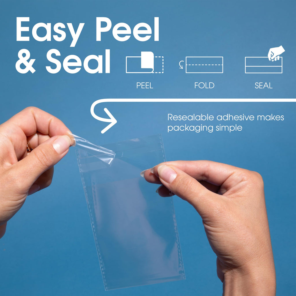12x15 Poly Bags, 100 Count - Clear Self-Seal Cellophane for Apparel & Art
