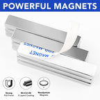 MIKEDE 6Pcs Neodymium Magnets with Adhesive Backing 60x10x3mm Silver