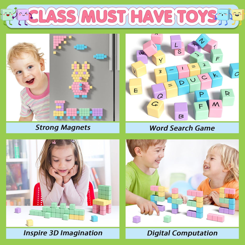 45PCS Magnetic Blocks - Toddler Girl Toys, Magnet Building Blocks, STEM Sensory Outdoor Autism Toys for 3-5 Year Old Boys & Girls, Magnetic Cubes Classroom Must Haves for Kids Ages 3+