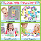 45PCS Magnetic Blocks - Toddler Girl Toys, Magnet Building Blocks, STEM Sensory Outdoor Autism Toys for 3-5 Year Old Boys & Girls, Magnetic Cubes Classroom Must Haves for Kids Ages 3+