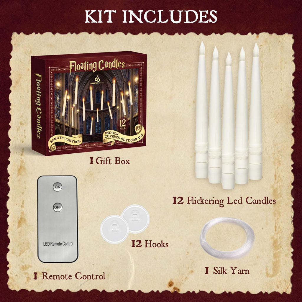 Floating LED Candles with Remote Control - 12 Pcs Magic Flickering Light
