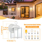 MATAMEYE Outdoor Wall Lantern, Exterior White Waterproof Wall Sconce Lighting Fixtures, Front Door Wall Lights with Clear Beveled Glass Shade, 2 Pack