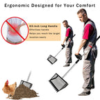 12" Metal Chicken Poop Scooper Rake for Sand with 24 to 68" Handle, Adjustable Chicken Poop Scooper for Poop,Wide 10”Poop Shovel Cleaning Tools, Heavy Duty Sifting Shovel (Black Max)