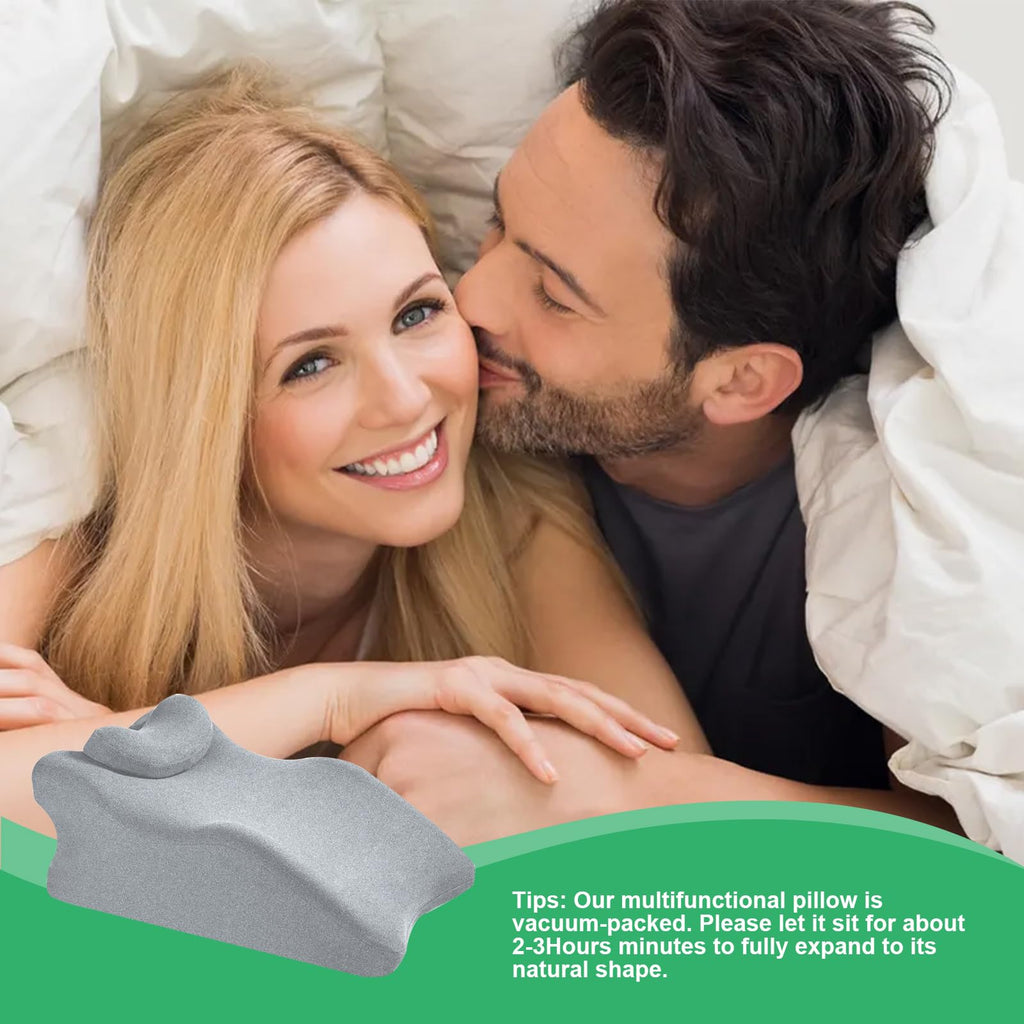 BCZETIH Widened Adult Intimacy Position Pillow for Couples, Sex Butt Cushion with Removable Small Support Pillow, Memory Foam for Sitting or Lying, Ideal for Home Use- Light Grey