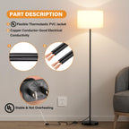 Modern Floor Lamp Simple Design with White Shade & Foot Pedal Switch