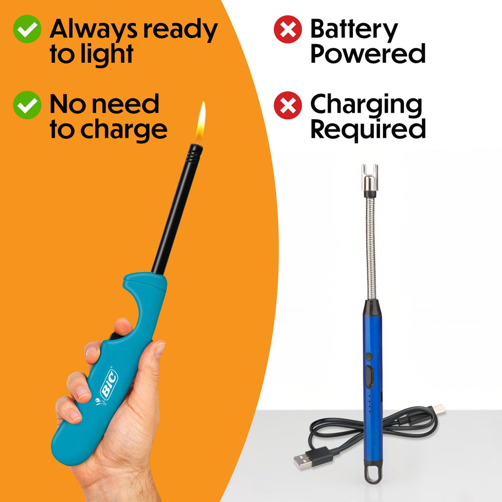 BIC Multi-Purpose Classic Edition Lighter & Flex Wand Lighter, 2-Pack (Colors May Vary)