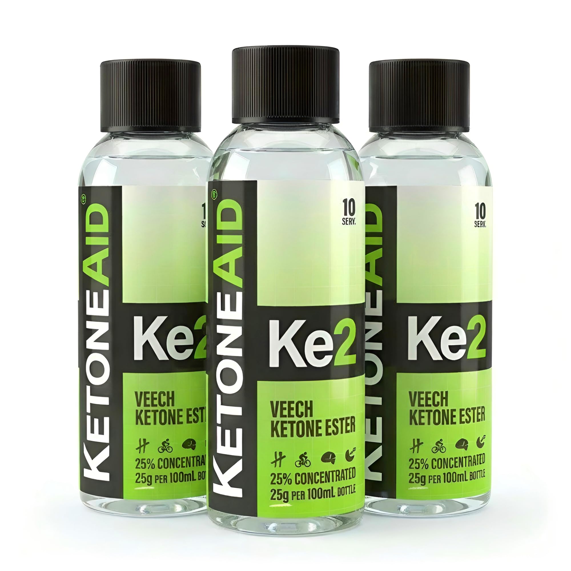 KetoneAid Ke2 Veech Ketone Ester 25% Concentrate | Not Bad Apple | No Caffeine, No Sugar, No BHB Salt | Exogenous Ketone D-BHB Ester | 25g KE & 10 Serv. per Bottle (3 Count)