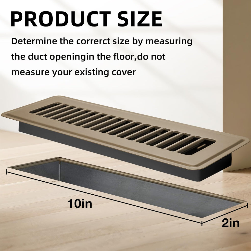 Floor Register 2x10, 6 Pack Floor Vent Covers for Home Floor Heavy Duty Steel Walkable Floor Vents Air Vent Covers 14x6 for Sidewall and Floor
