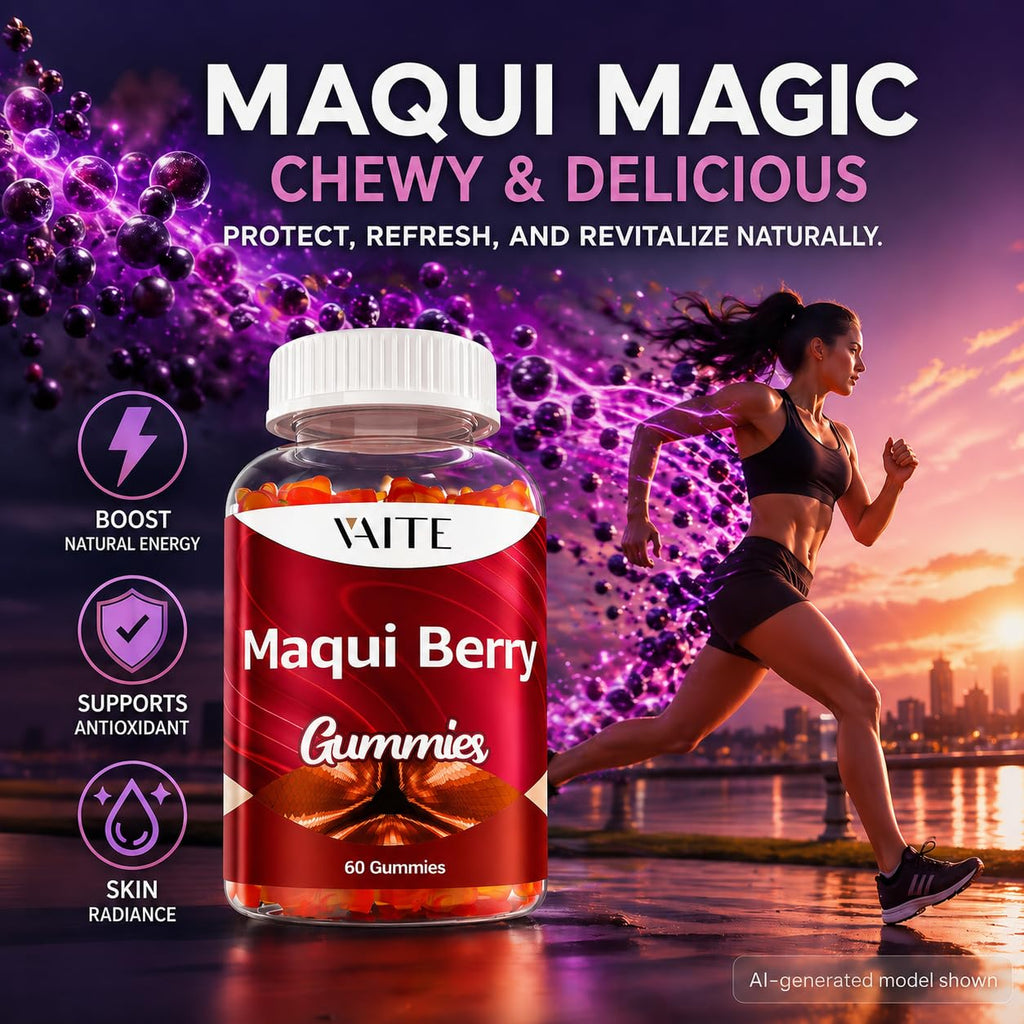 VAITE Maqui Berry Gummies 500mg – Antioxidant-Rich Vegan Supplement, Plant-Based Superfood Chewables for Daily Balance, 60 Easy to Take Servings, Non-GMO, Gluten & Soy Free, for Men & Women