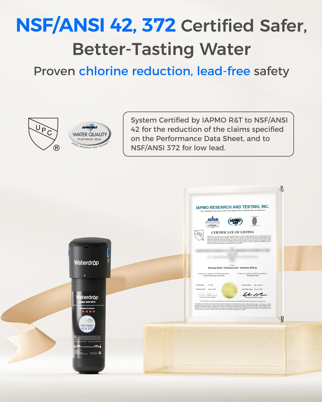 Waterdrop 10UB Under Sink Water Filter System, Reduces PFAS, PFOA/PFOS, Lead, Chlorine, Bad Taste & Odor, NSF/ANSI 42 Certified, Under Sink Water Filter with Faucet, 1 Year