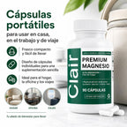 Clair Magnesio Premium, with B6 D3 Zinc – 4-in-1 Blend, Gentle on Stomach, Full Body Unwind – Muscle Relaxation + Digestive Comfort + Sleep Aid. (Glycinate, Malate, Citrate, Oxide) 90 Capsules