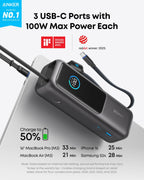 Anker Laptop Power Bank, 25,000mAh Travel Essential with 165W Total Output