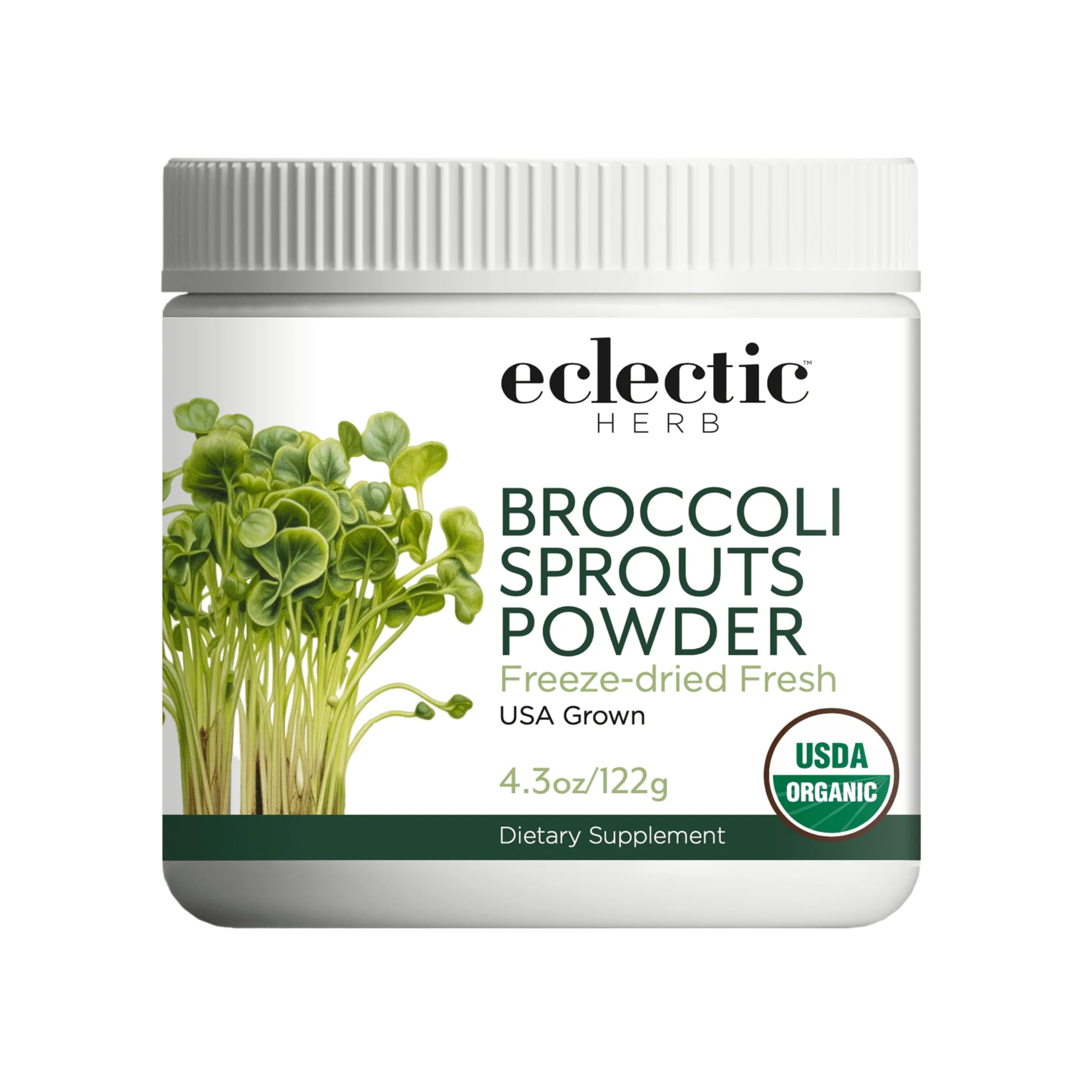 Eclectic Herb - Broccoli Sprouts Powder Nutritional Supplement | Vitamins + Minerals | Antioxidants & Immune | Superfood Powder + Daily Greens Drink Mix | USDA Organic, Non-GMO, Vegan (4.3 oz | 122 g)