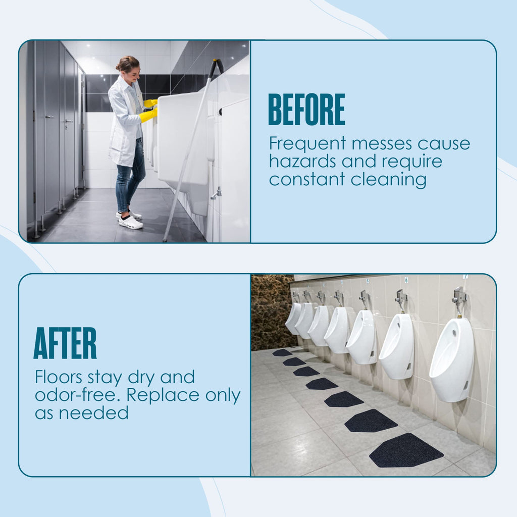 Urinal Mats, Urinal Mats for Men Bathroom, Large, Black, 17.25x20.5”, 12PK