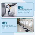 Urinal Mats, Urinal Mats for Men Bathroom, Large, Black, 17.25x20.5”, 12PK