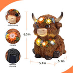 MAXTHOT Solar Garden Decor Outdoor Statues Highland Cow with Daisy and LED Lights Birthday Gifts for Women Mom Grandma Outside Decorations for Lawn, Porch, Yard, Patio, Balcony