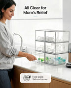 Vtopmart 4 Pack Small Clear Stackable Storage Drawers, Fits Narrow Spaces