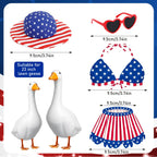 Aposwow 4th of July Porch Goose Outfit, USA Patriotic Goose Costume with Swimsuit Hat Sunglasses Lawn Art, 250th Anniversary Outfits for 23" Garden Geese Statue Garden Decoration