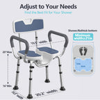 Shower Chair for Inside Shower U-Shape Seat,450lb Heavy Duty Shower Chair for Elderly and Disabled,Padded Armrests and Back,Height Adjustable Bath Chairs for Seniors Handicap,Easy Assembly