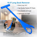 Jellas 4.0 Inch Wide Sock Aid Kit - Long Rope Assist Device for Seniors, Limited Mobility, Post-Surgery | No Bend Sock Helper & Remover | Easy On/Off Socks Tool (Blue)