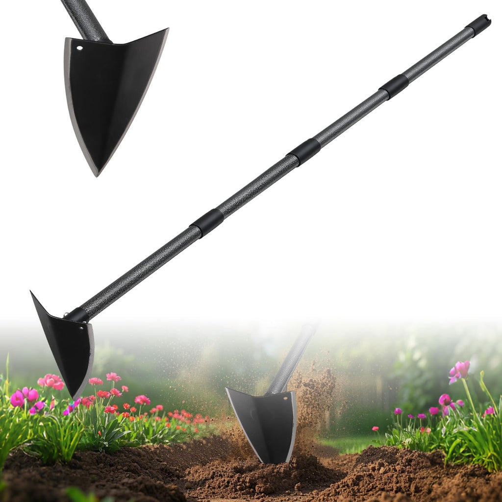 Lcokeiy Triangle Hoe, Metal Garden Hoe for Weeding Long Handle 60", Gardening Hand Hoe Garden Tool Heavy Duty for Digging, Cutting and Loosing Soil