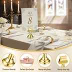 Kathfly 24 Pcs Wedding Table Number Holders 1.7 Inch Gold Mini Metal Place Card Holders Bulk Harp-clip Table Sign Stands Card Holder Display Picture Memo Notes Menu for Restaurants Birthday Decor