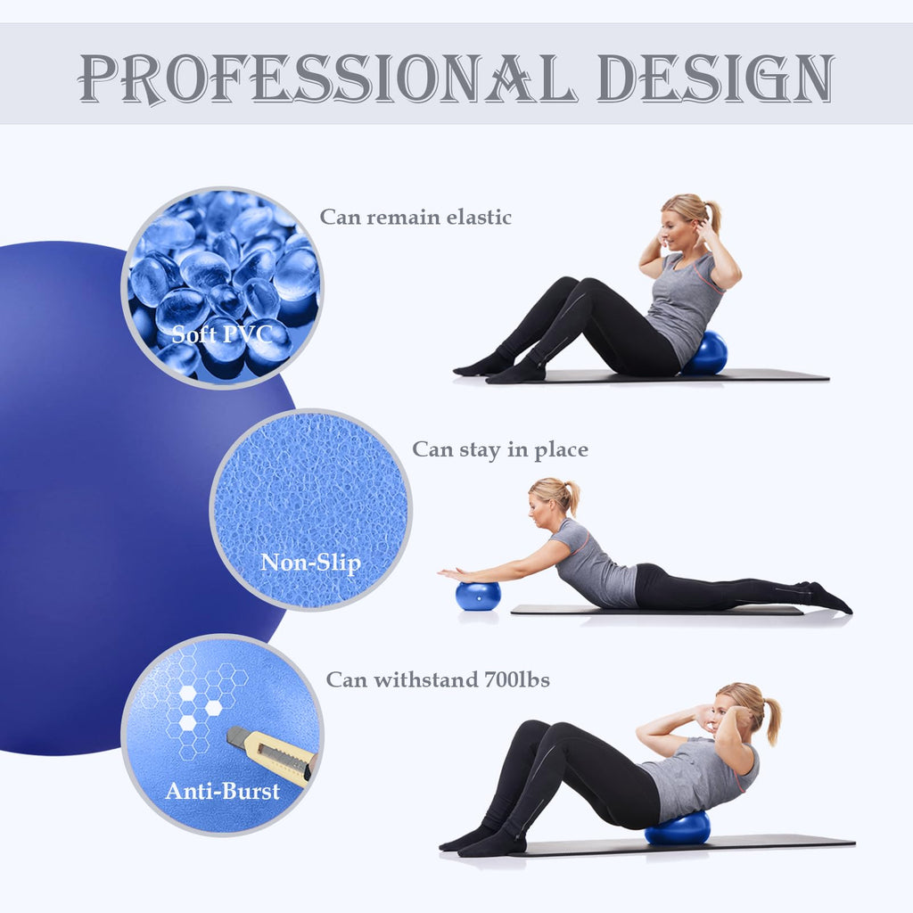 Soft Pilates Ball 9 Inch, Ideal Small Exercise Ball Between Knee Squeeze for Physical Therapy Yoga Core Medicine Abs Pt Bouncy, Mini Rubber Fitball Barre Workout Equipment for Women Men Kid Toddler
