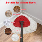 FOOKCIAN Spin Mop Replacement Set - 4 Microfiber Heads, Base, 30-58'' Handle Compatible with OCedar EasyWring - White (1 Can System)